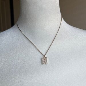 Gold Initial N Necklace with Delicate Chain